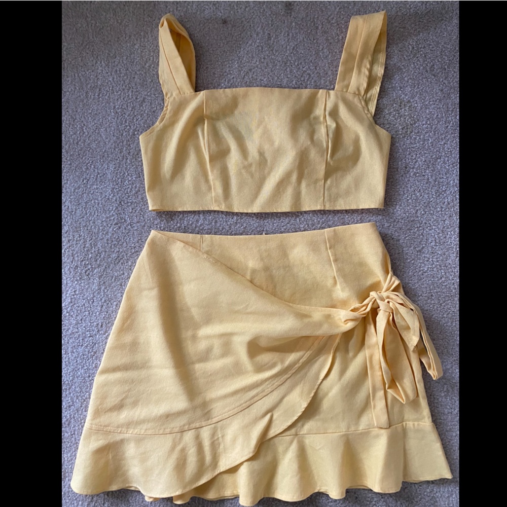 Yellow Two Piece Set - Skirt & Crop Top